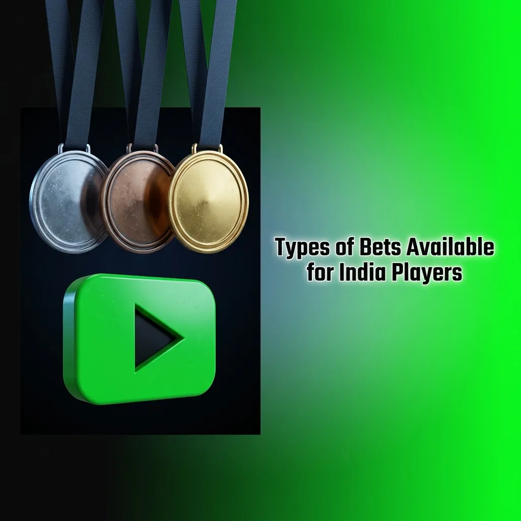 Infographic listing Single, System, and Express bet types for Indian players with brief risk and payout descriptions